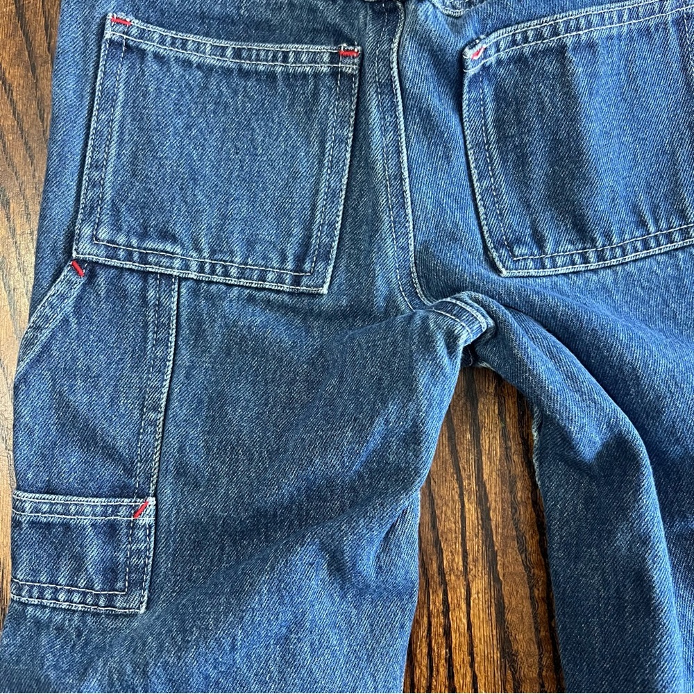 Vtg Baby Gap Carpenter Jeans Toddler 2T Baggy Utility Y2K Cargo Snap Easy Chage - Picture 4 of 12
